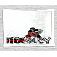 thumbnail image 1 of Hockey Tapestry, Artwork of a Goalie with Protective Helmet and Stick Playing Sports Passion Theme, Wall Hanging for Bedroom Living Room Dorm Decor, 80W X 60L Inches, Multicolor, by Ambesonne, 1 of 2