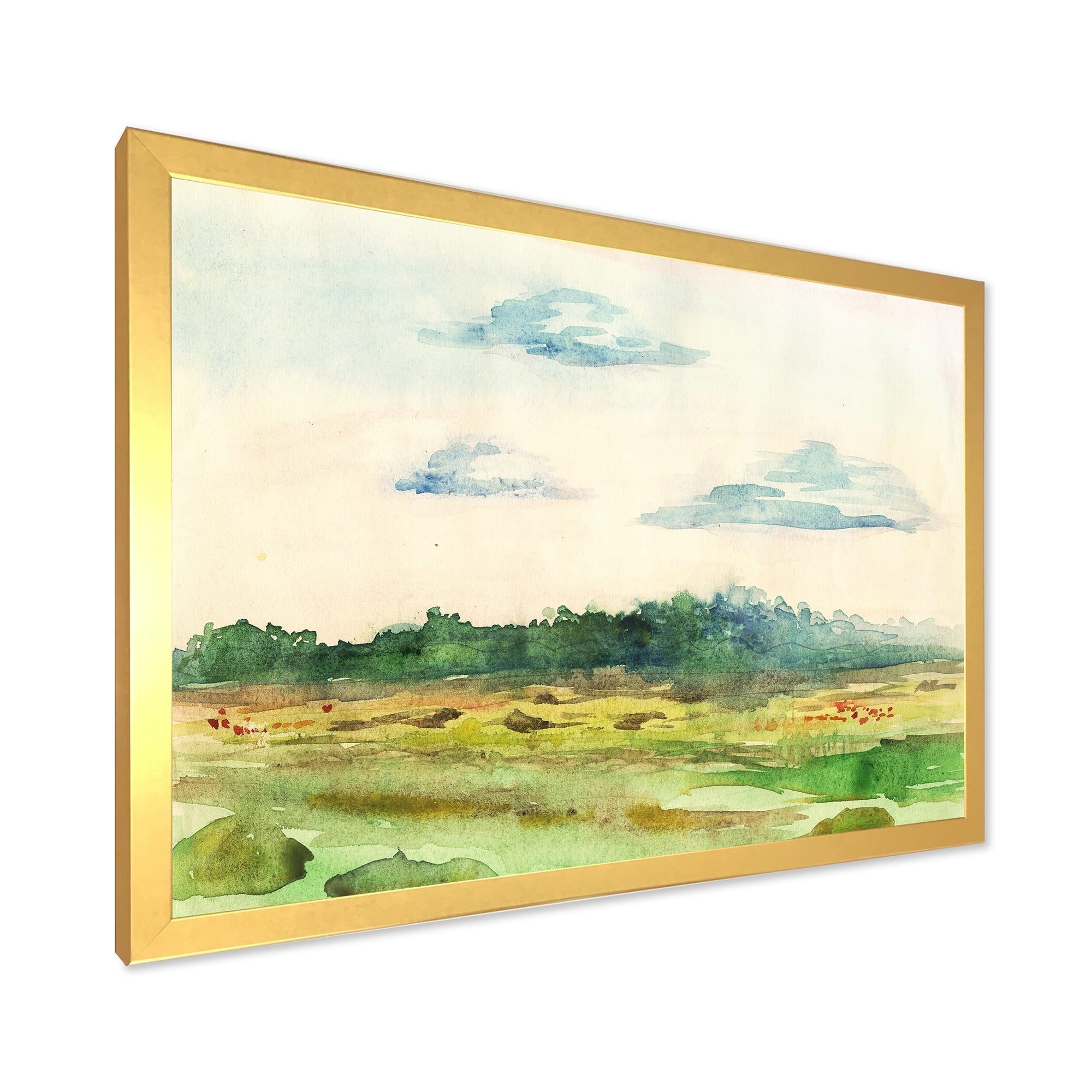 Designart 'Summer Landscape Of Green Blossoming ' Traditional Framed Art Print