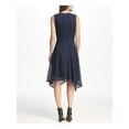 thumbnail image 2 of DKNY Womens Navy Sleeveless Jewel Neck Midi Sheath Evening Dress Size: 2, 2 of 4