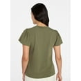 thumbnail image 2 of Time and Tru Women's Crewneck Top with Short Flutter Sleeves, Sizes XS-XXXL, 2 of 6