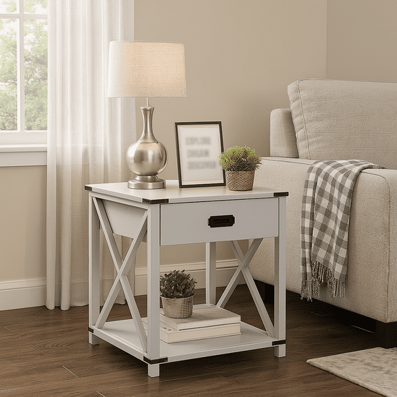 From the Tree Furniture Bedside Side Table with Drawer – Perfect for the Bedroom (Grey)