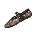 thumbnail image 2 of HTHLVMD Mesh Mary Jane Flats, Breathable Ballet Shoes, Women's Mesh Mary Jane Flats Breathable Woven Ballet Shoes Casual Buckle Strap Pointed Toe Dress Shoes Lightweight Loafers, Black 5.5, 2 of 5