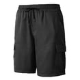 thumbnail image 4 of USNSM Cargo Shorts for Men Drawstring Elastic Waist Shorts with Multi Pockets Solid Color Casual Workout Sport Pants Black S, 4 of 9
