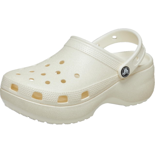 Zuecos Crocs Clásicos Plataforma con Brillo para Mujer Tiza US 11