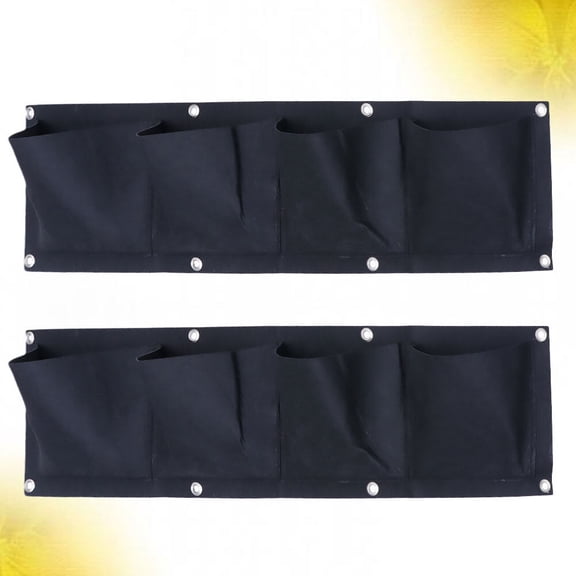 Vertical Planter Wall Mount Pot Hanging Planting Bag Growing Bag Felt Storage Pocket Organizer for Balcony Outdoor Supplies 2pcs Black