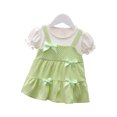 thumbnail image 1 of Bébé bébé Filles Robe d'Été Manches Courtes Noeud Rond Princesse Robes pour 1-3 Ans Enfants, 1 of 9