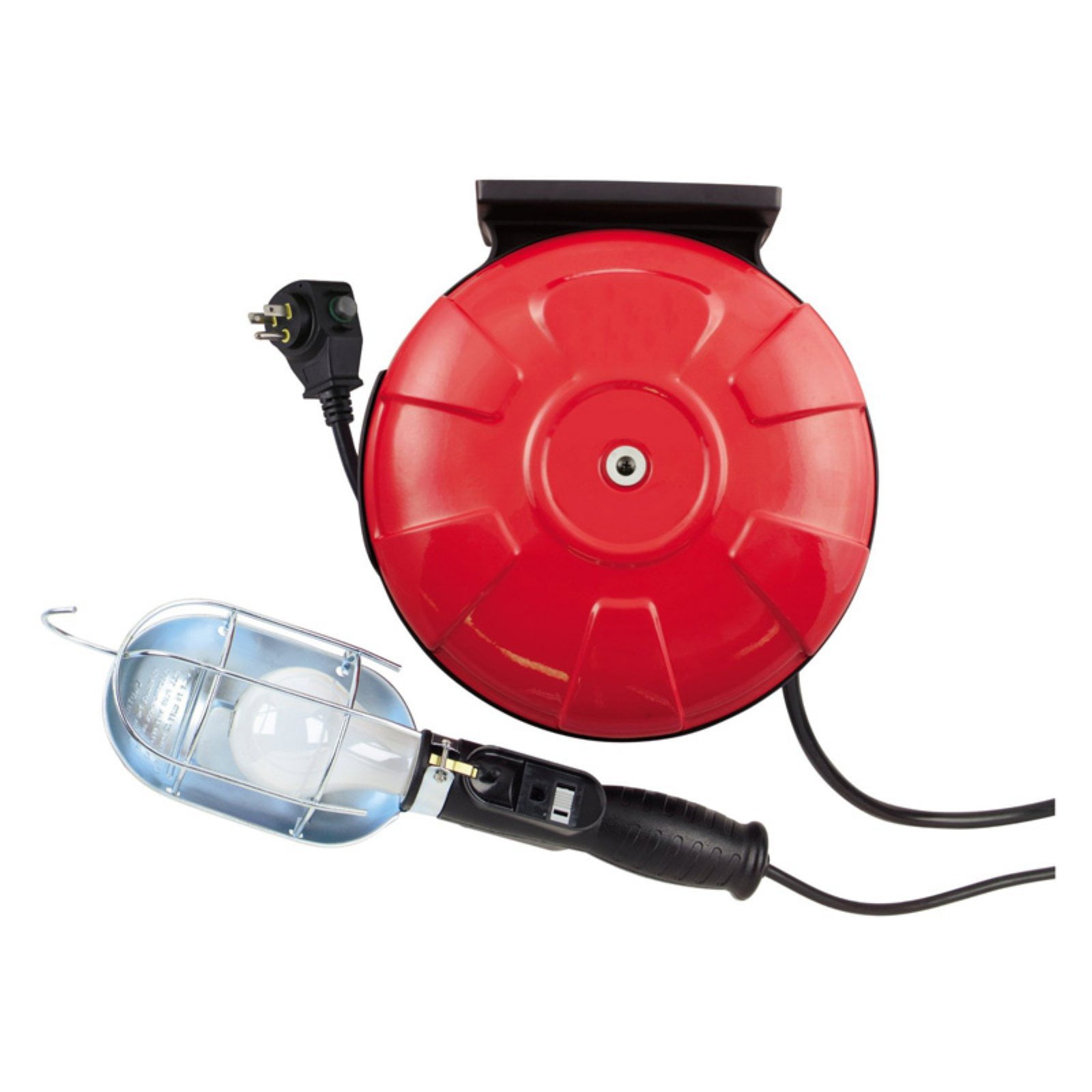 Woods 48000 16/3 SJTW Metal Cord Reel with 75W Trouble Light, Red, 40