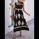 thumbnail image 5 of Vestido Bohemio con Cuello Cuadrado para Mujer, Informal, , para y Verano, Ideal para Vacaciones en la Playa 2025. Negro L, 5 of 9