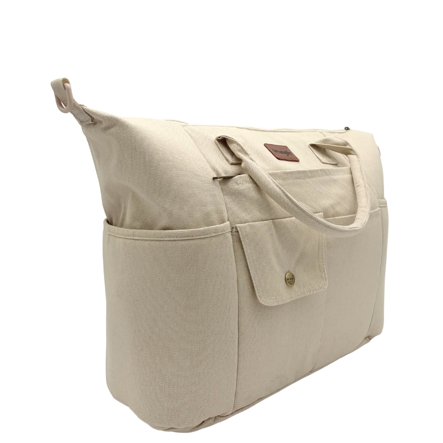 Wrangler Baby Diaper Tote Bag Canvas Multi-functional with Insulated Pockets, Silver Lining