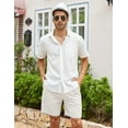 thumbnail image 5 of COOFANDY Men's Linen Flat Front Shorts Casual Lightweight Elastic Waist Shorts, 5 of 7