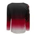 thumbnail image 4 of WTOBBY Women's Fashion Casual Rose Gradient Print Round Neck Long Sleeve Top, Versatile All-Match Blouse for Ladies Comfortable and Stylish Wear,Red 4XL, 4 of 5