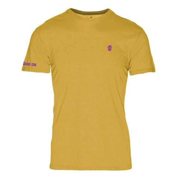 RecyclenBrand RM101YG-XL Triblend Crew T-Shirt for Mens, Maize Yellow with Green Logo - Extra Large