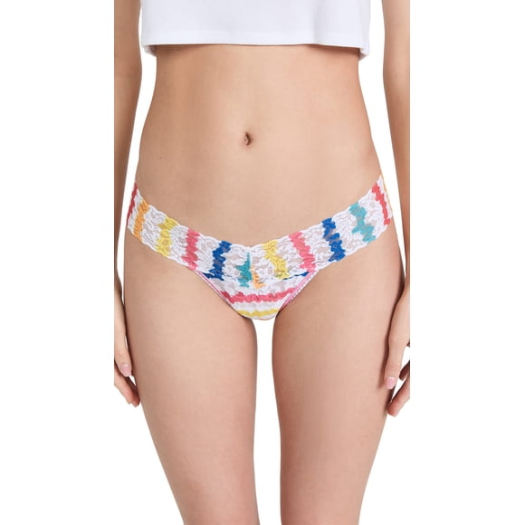Tanga pañuelo de encaje ondulado de talle bajo para mujer