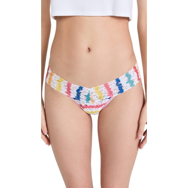 Tanga pañuelo de encaje ondulado de talle bajo para mujer