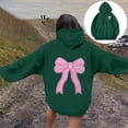 thumbnail image 2 of Yuanlong Womens Hoodies Oversized Pink Bow Graphic Long Sleeve Hooded Sweatshirts Spring Stylish Fashion Comfort Clothes, 2 of 7