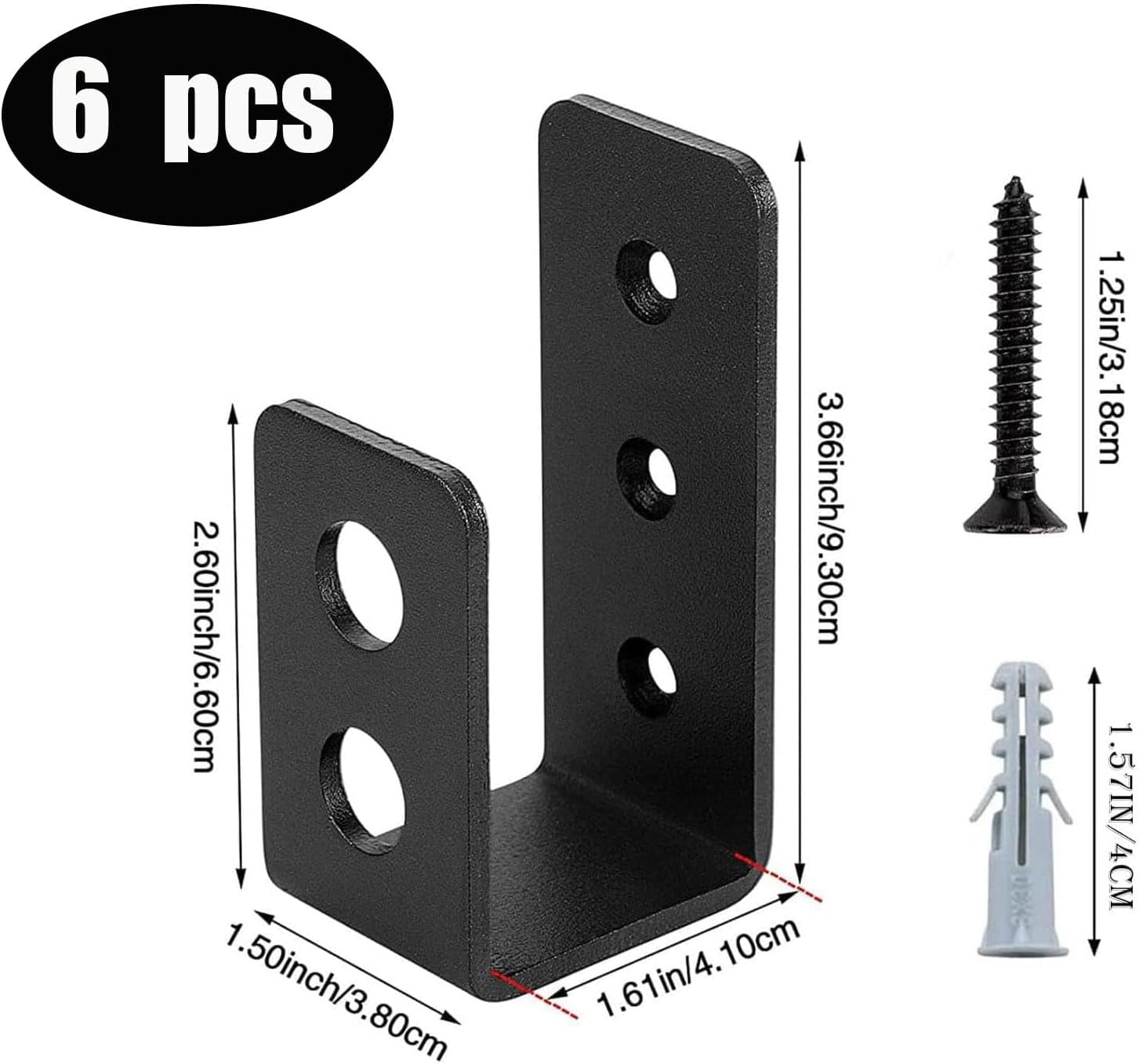 2x4 Door Barricade Brackets Security Bar U Bracket Heavy Duty Devices Night Lock Reinforcement for Tool Hanger/Shed/Garage/Gate（6 pcs）