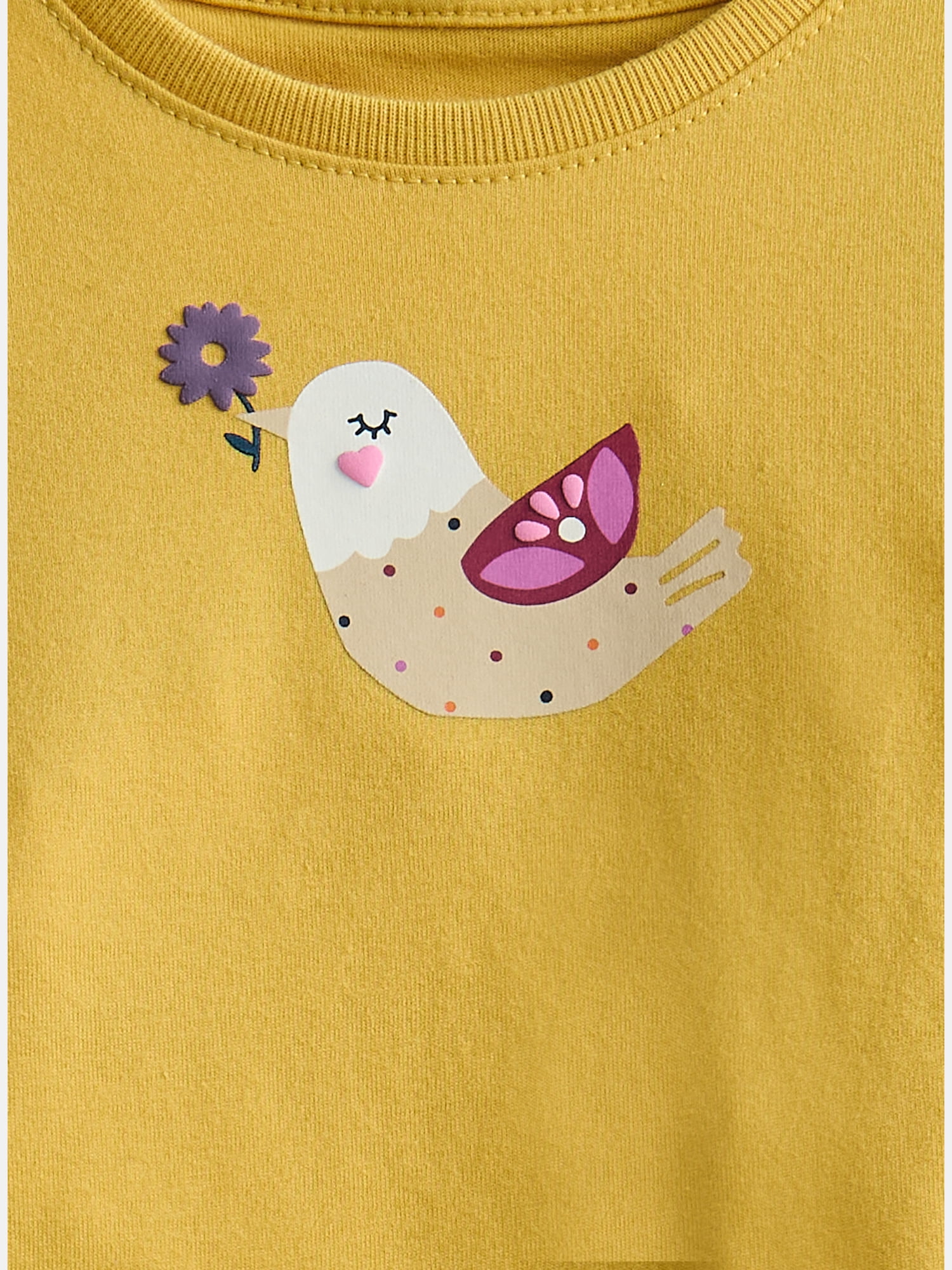 Wonder Nation Baby Girls’ Graphic Tee with Long Sleeves, Sizes 0M-24M