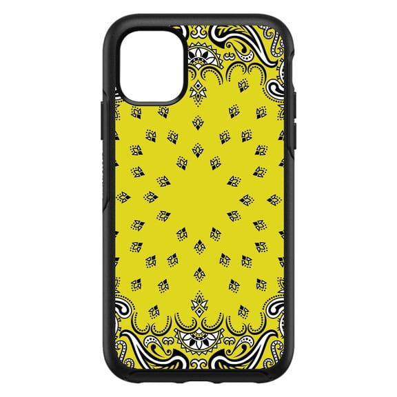 DistinctInk Custom SKIN / DECAL compatible with OtterBox Symmetry for iPhone 11 Pro MAX (6.5" Screen) - Bandana Print - Yellow, Black, White