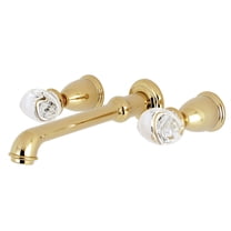 Kingston Brass KS7022WVL Krystal Onyx Two-Handle Wall Mount Roman Tub Faucet, Polished Brass