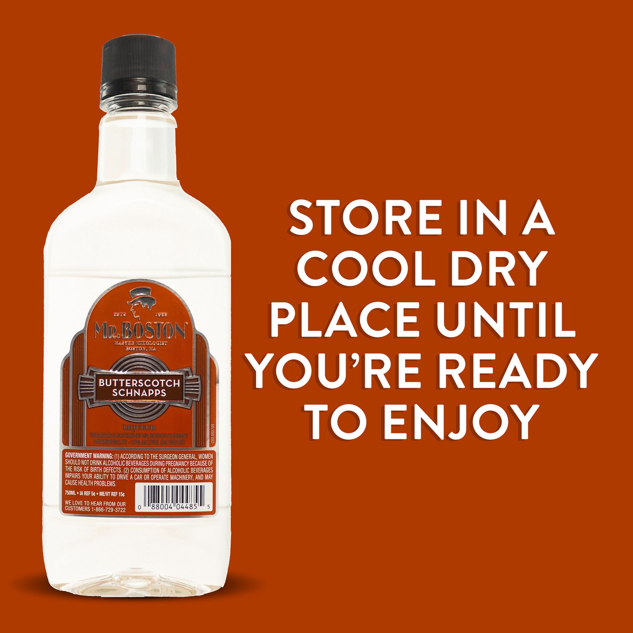 Mr. Boston Butterscotch Schnapps Liqueur, 750ml, 15% Alcohol, Cocktail Mixers