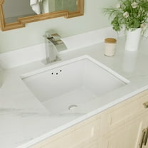 DeerValley DV-1U307 Ceramic Undermount Bathroom Sink 16 inch Rectangular High-Gloss with Overflow Hole (16" x 14" x 7" )