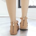 thumbnail image 4 of Womens Casual Rome Solid Hollow Out Open Toe Zipper Sandals Flat With Shoes, 4 of 8
