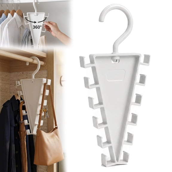 Space Saving V-Shaped Double Sided Hanger, 12-Hook Vertical Closet Organizer with 360° Swivel, Sturdy Storage Rack for Hats Belts Scarves, 1/2/3 Pack