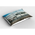 thumbnail image 2 of Ambesonne China Pillow Sham 2 Pack, Shangai Airport Plane, 30"x20", White and Sky Blue, 2 of 3