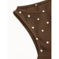 thumbnail image 6 of Women Y2k Polka Dots Boat Neck Tank Top Cute Sleeveless Slim Fitted Side Ruched Tie Back Vest Top Brown L, 6 of 8