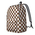 thumbnail image 2 of Brown and White Checkered Pattern Backpack for School, Cute School Bag with Adjustable Shoulder Straps and Padded Back, 15.7"x11.8"x5.5", 2 of 5