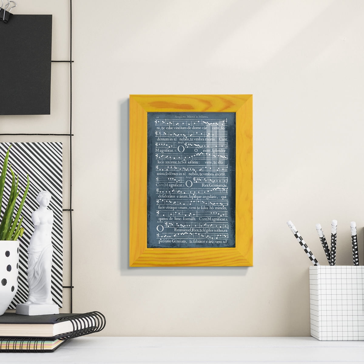 Graphic Songbook IV -Framed Print w/glass-Sunflower Yellow