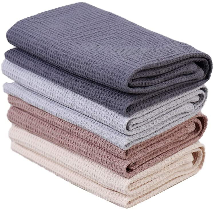 PY HOME & SPORTS Dish Towels Set 17 x 25 Inches, Set of 4 Super Absorbent Kitchen Hand Dish Cloths for Drying and Cleaning 100% Cotton Waffle Weave Kitchen Towels 4 Pieces