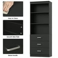 thumbnail image 7 of Homfa 71" Tall Bookcases with 3 Large Drawers & 3 Shelves, Wooden Bookshelf for Living Room Office, Black, 7 of 7