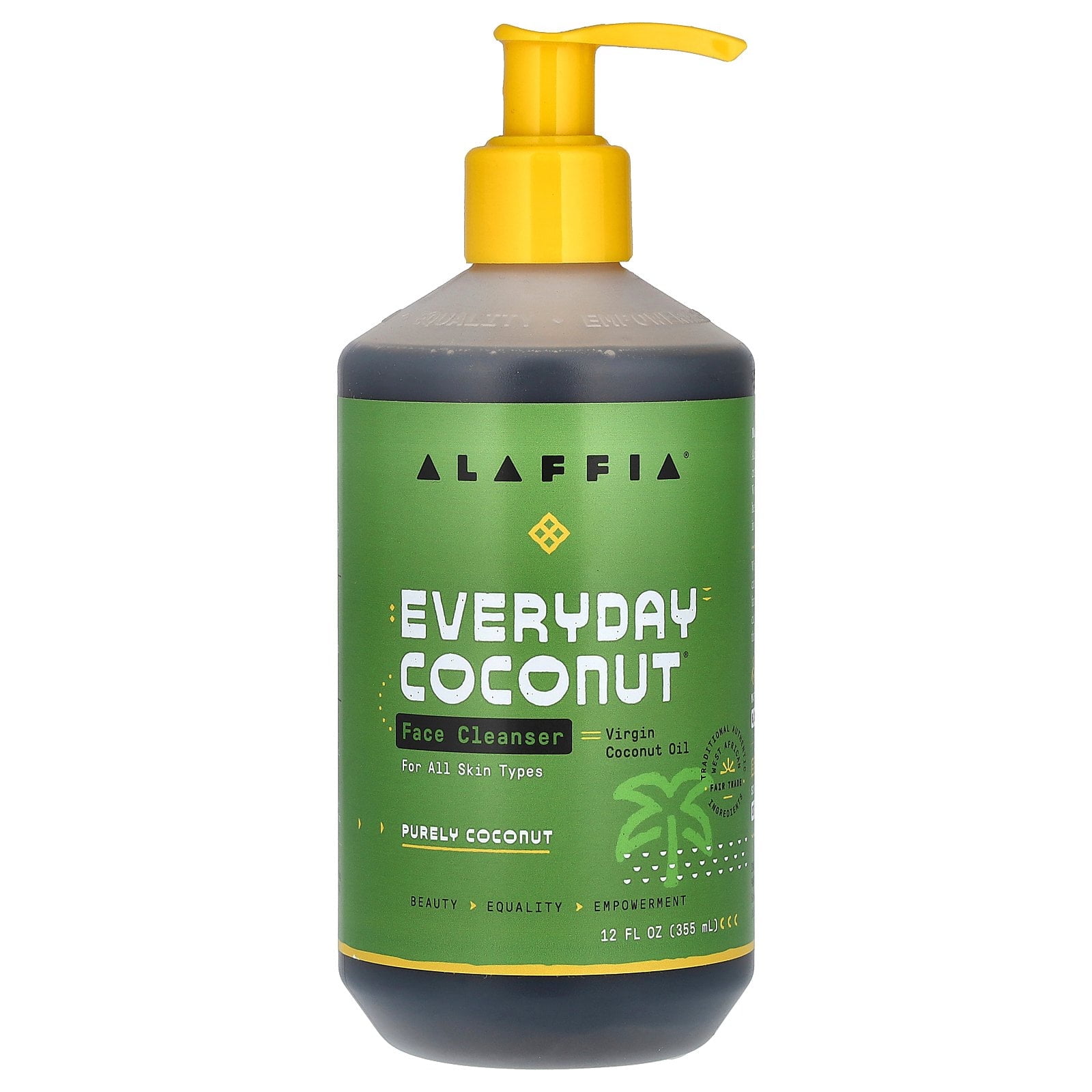 Alaffia EveryDay Face Cleanser, Purely Coconut, for All Skin Types, 12 fl oz
