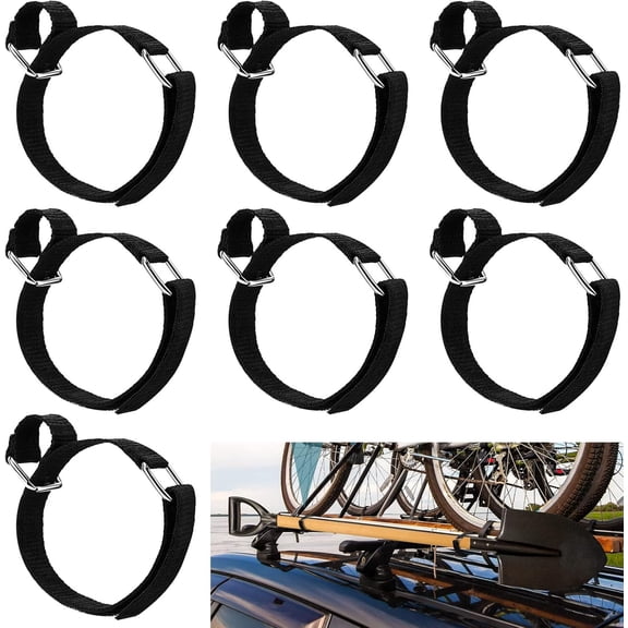 KKFEN-8 Pieces Roof Rack Shovel Mount 12 Inch Shovel Mount Straps for Roof Rack Ladder Straps Holder Adjustable Hook and Loop Reusable for Trucks Cars SUV Tractors Trailers