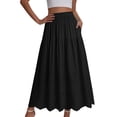 thumbnail image 2 of qelini Lace Maxi Skirt for Women Long Skirt Elastic High Waist A-line Skirt Solid Color Casual Skirt, 2 of 6