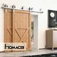 thumbnail image 2 of Homacer Brushed Nickel Double Track U-Shape Bypass Sliding Barn Door Hardware Kit, for Two/Double Doors, 15ft Long Flat Track, Spoke Wheel Design Roller, Heavy Duty, for Interior & Exterior Use, 2 of 9