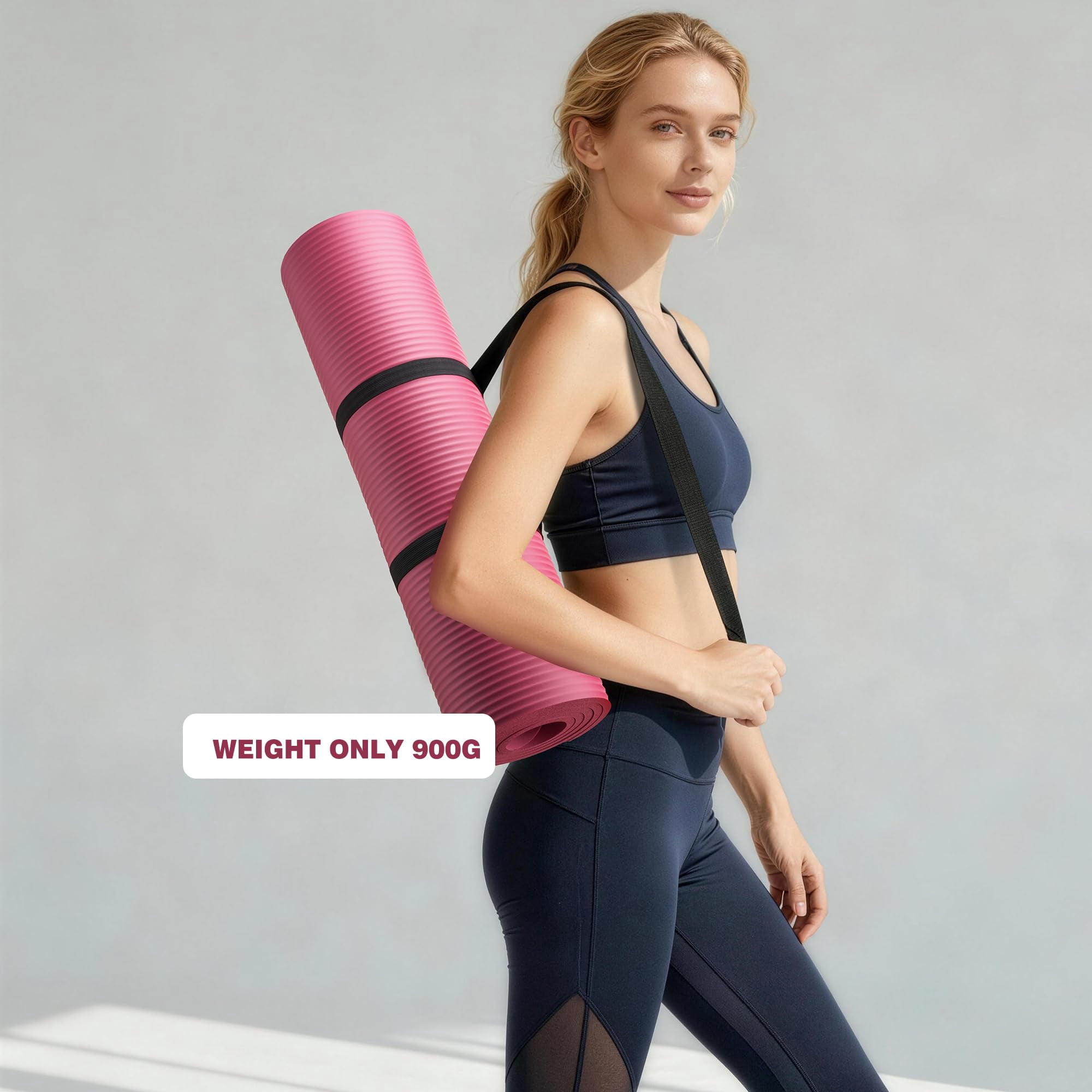 72”x24”x10mm pink NBR yoga mat for exercise pilates stretching meditation