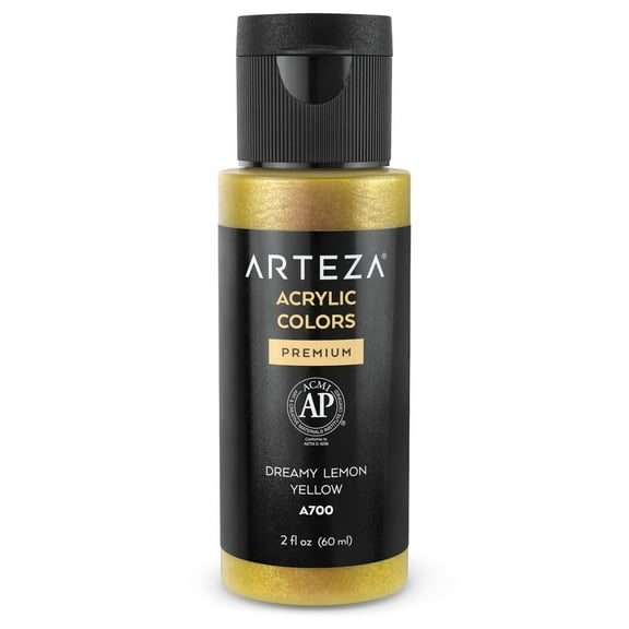 Arteza Iridescent Single Acrylic Paint, Y8 Dreamy Lemon Yellow, 60ml Bottle