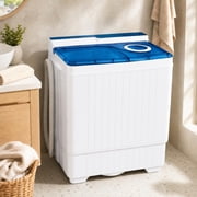 Costway 26lbs Portable Semi-automatic Washing Machine W/Built-in Drain Pump Blue