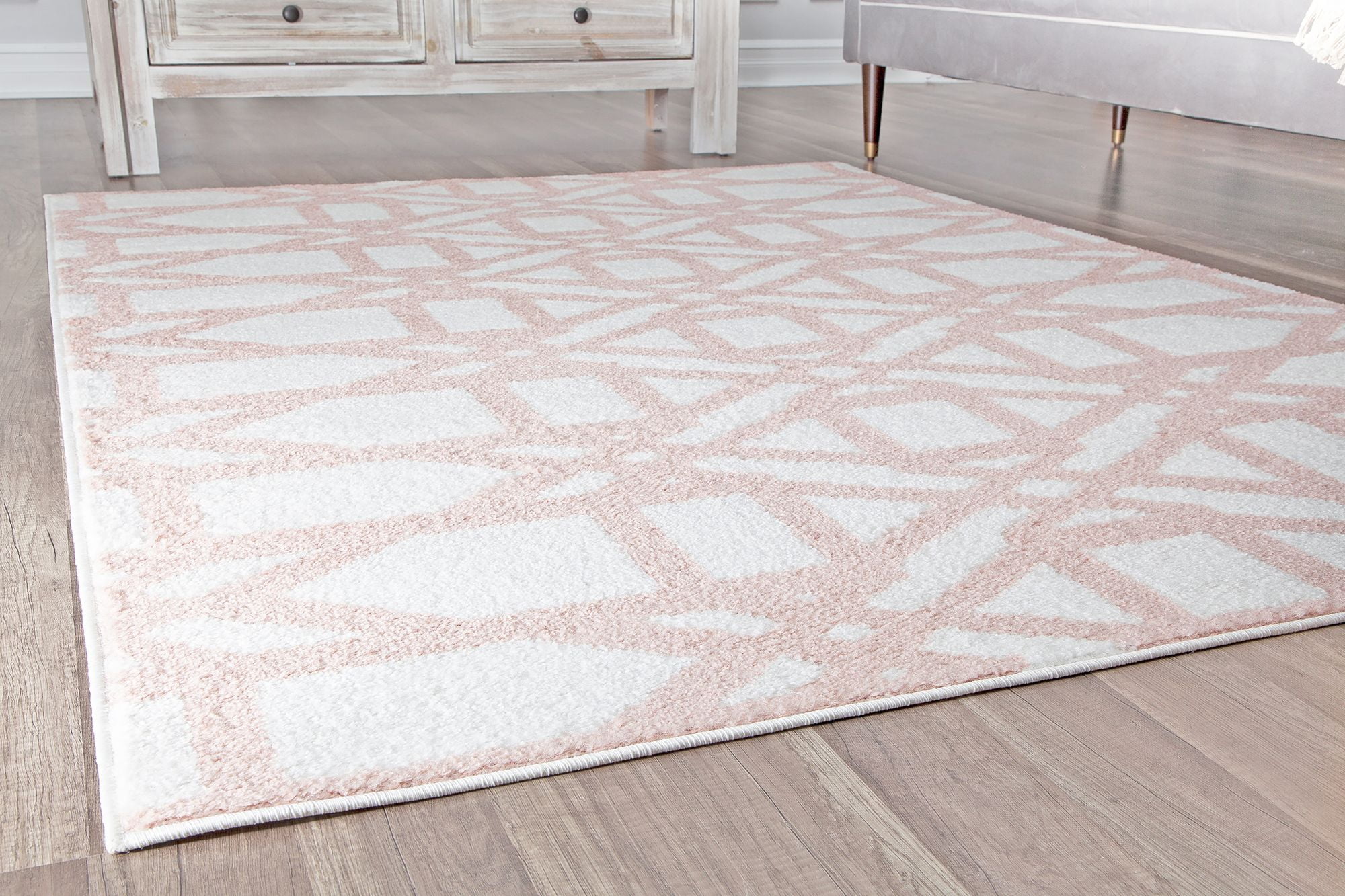 Rugs America Mika MO10A Strawberry Milk Geometric Contemporary Pink Area Rug, 8'x10'