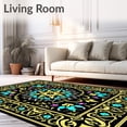 thumbnail image 2 of ODIKA 6'x9' Machine Washable Non-Slip Area Rug, Starlit Floral Burst Mosaic with Jewel Inspired Symmetry High Traffic Rug with Pad, Black, 601367, 2 of 8
