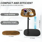 LUOLUO C - Shaped End Table, 360° Rotating Adjustable Height Couch Side Tables for Sofa/Bed/Bathtub (Vintage)