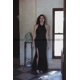 thumbnail image 4 of Vestido de dama de honor negro Sexy cuello redondo Halter vestido de fiesta de noche vestido de satén con abertura alta Spaghetti Club Wear personalizado, 4 of 5