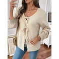 thumbnail image 4 of Womens Bow-Tie Front Cardigan Sweaters Fall Open Front Cardigan Cute Loose Knit Sweater Apricot M, 4 of 10