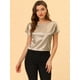thumbnail image 2 of INSPIRE CHIC Blusa Elegante De Satén Para Mujer, Manga Corta, Cuello Barco, Estilo Vintage Beige XS, 2 of 5