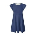thumbnail image 5 of Gubotare Big Girls Dresses Newborn Baby Girl Outfit Smocked Crosses Embroidery Dress Short Sleeve Dress Playwear Summer Outfit (Navy,Size 9-10 Years), 5 of 5