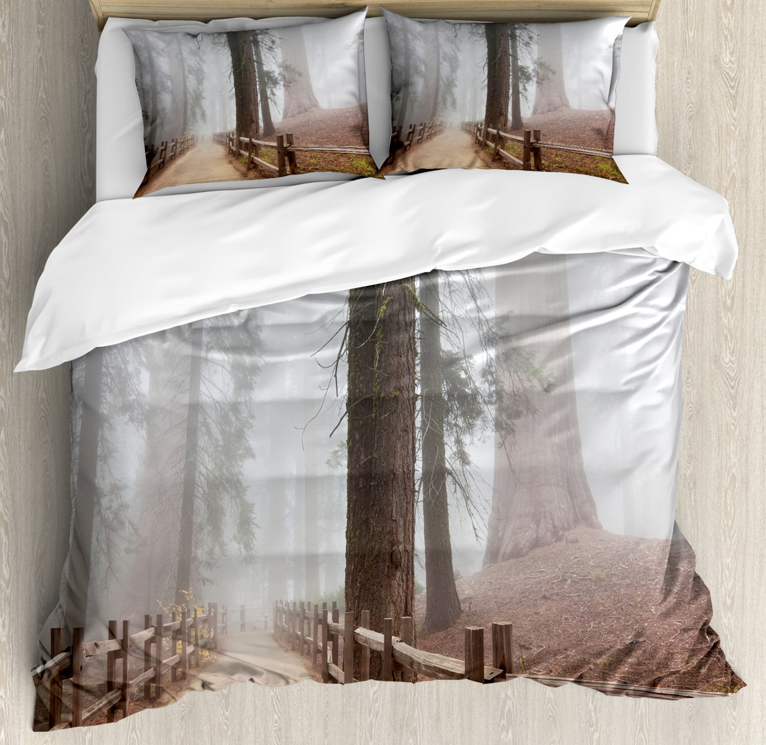 1 Duvet Cover 2 Pillow Shams Queen/King Evergreen 100% Cotton 3pc Bedding Set 