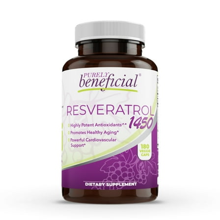 Resveratrol 1450mg per Serving of Potent Antioxidants & Trans-Resveratrol, Promotes Anti-Aging, Cardiovascular Support,(1bottle)