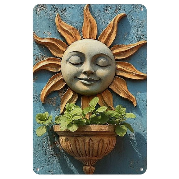 Room Decor 1pc Rustic Sun and Moon Iron Metal Sign, 8x12 Inch, Antique Effect Wall Art, Reusable Decor for Home, Kitchen, Bedroom, Garden, Bathroom, Garage, Office, Easy to Hang